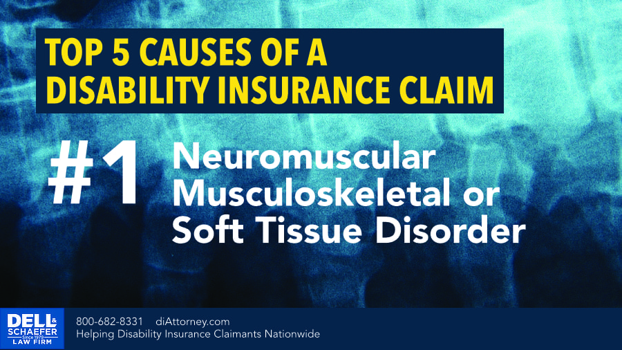 Top 5 Causes of Disability Insurance Claims: 1. Neuromuscular Muskuloskeletal or Soft Tissue Disorder